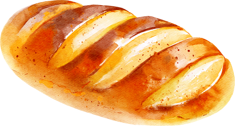 Watercolor hand drawn sketch painted bread, bakery illustration